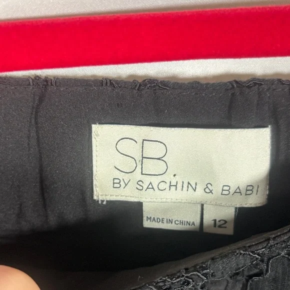 SB By Sachin & Babi Black Lace Straight leg Long Pants Sz 12